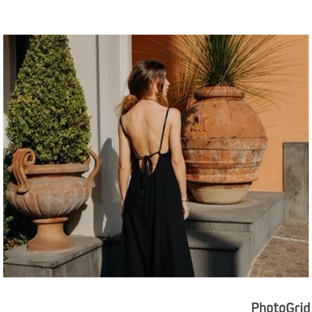 Express Black Backless Maxi Dress with Front Slit NWT